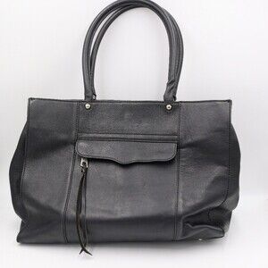 Rebecca Minkoff Black Leather Tote Bag Designer Classic Everyday Shoulder